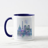 Paris Skyline - Waterverf Blue Mok (Links)