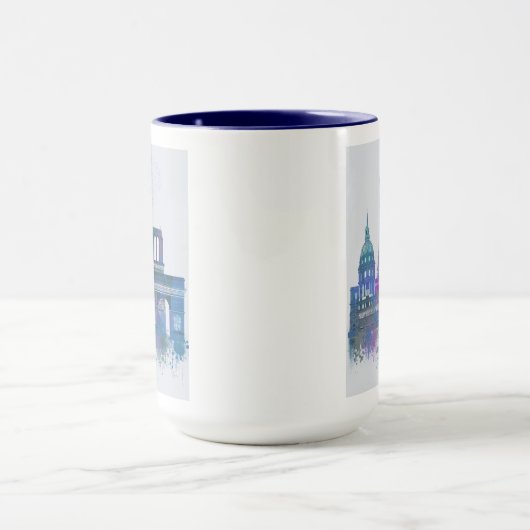 Paris Skyline - Waterverf Blue Mok (Midden)