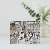 Paris Snow Scene, fijn kunstschilderij Briefkaart (Staand voorkant)