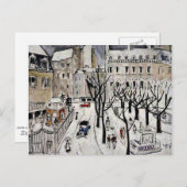 Paris Snow Scene, fijn kunstschilderij Briefkaart (Voorkant / Achterkant)