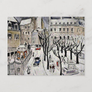 Paris Snow Scene, fijn kunstschilderij Briefkaart