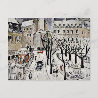 Paris Snow Scene, fijn kunstschilderij Briefkaart