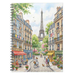 Paris Straat Waterverf Poster, Eiffeltoren Muur Notitieboek