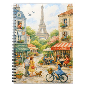 Paris Straat Waterverf Poster, Eiffeltoren Muur Notitieboek