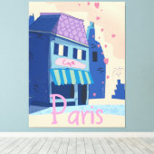 Paris Street  cartoon Canvas Afdruk (Insitu (Houten vloer))