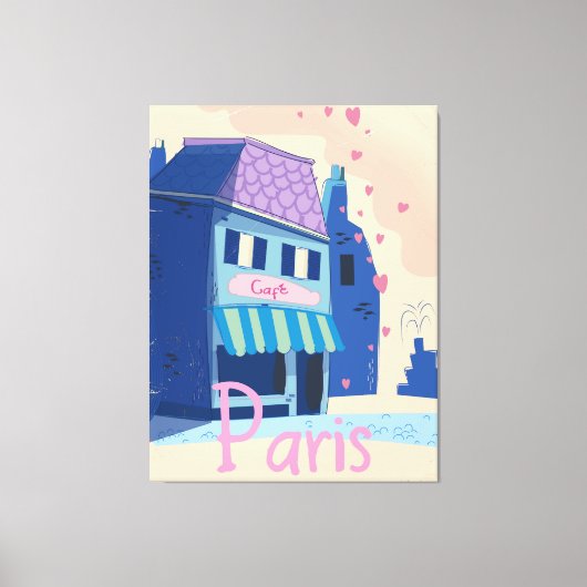 Paris Street  cartoon Canvas Afdruk (Voorkant)