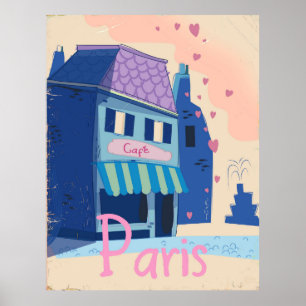 Paris Street cartoon Poster