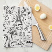 Paris Street Life Scene Kitchen Tea Towel Theedoek (Quarter Fold)