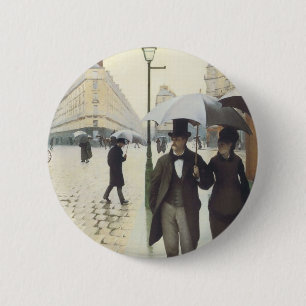 Paris Street, Rainy Day door Caillebotte Ronde Button 5,7 Cm