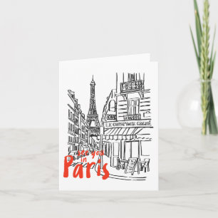 Paris Street Sketch Art Kaart