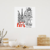 Paris Street Sketch Art Poster (Keuken)