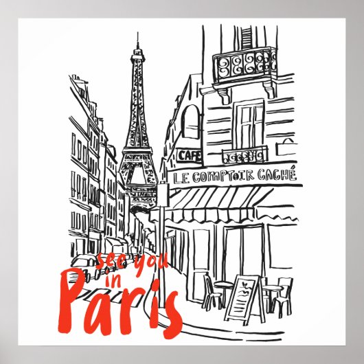 Paris Street Sketch Art Poster (Voorkant)