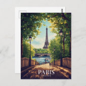 Paris Summer Park Eiffel Tower Briefkaart (Voorkant / Achterkant)