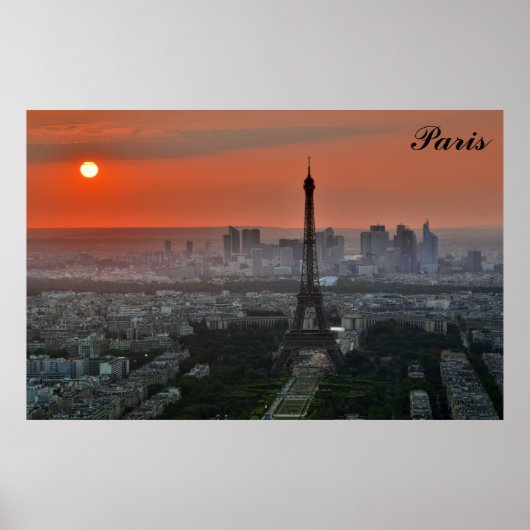 Paris Sunset Eiffel Tower France Foto Poster (Voorkant)