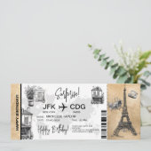 Paris Surprise Birthday boarding Pass Ticket Kaart (Staand voorkant)