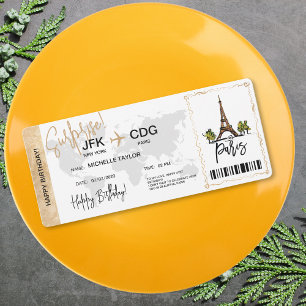 Paris Surprise Birthday boarding Pass Ticket Kaart