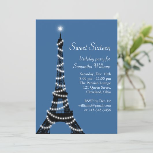 Paris Sweet 16 Invitation en bleu (Debout devant)