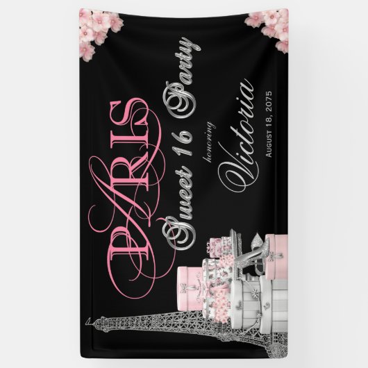 Paris Sweet 16 Party Spandoek (Verticaal)
