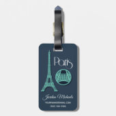 Paris Teal Bagagelabel (Achterkant verticaal)