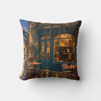 Paris Teal Jazz Cafe Regenachtend Kussen