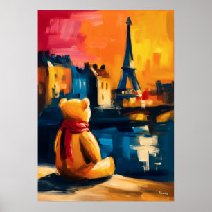 Paris Teddy Fauvist Eiffeltoren Zonsondergang Prin Poster