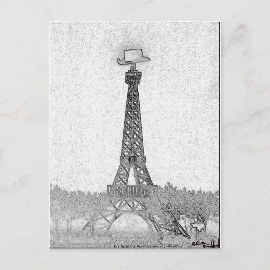 Paris, Texas Eiffel Tower Drawing Briefkaart (Voorkant)