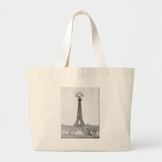 Paris, Texas Eiffel Tower Drawing Grote Tote Bag (Voorkant)