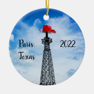 Paris, Texas - Ornement de chapeau cowboy rouge