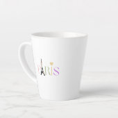  Paris Text & Eiffel Tower Latte Coffee Mok (Linkerhoek)