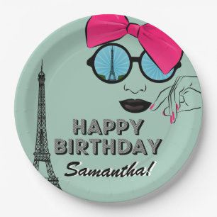 Paris Thema Happy Birthday Paper Bord