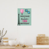 Paris Thema Happy Birthday Welkom Poster teken (Keuken)