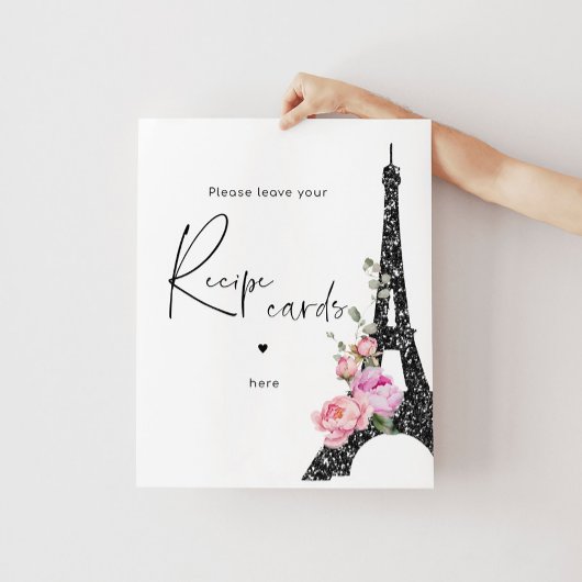 Paris thema script laat hier uw receptkaart poster