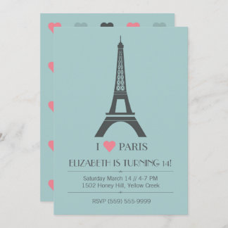 Paris Theme Birthday Uitnodiging