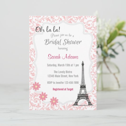 Paris Theme Bridal Shower Uitnodiging (Staand voorkant)