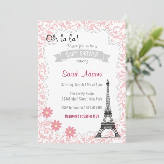 Paris Thème Invitation Baby shower (Debout devant)