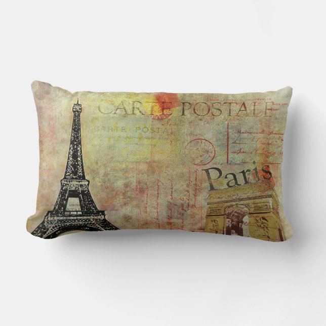  Paris Theme Lumbar Pillow/Carte Postale Kussen (Voorkant)