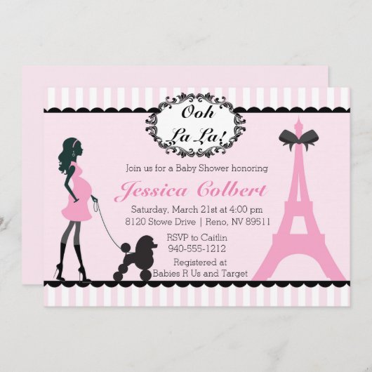 Paris Tour Eiffel Baby shower Invitation (Devant / Derrière)