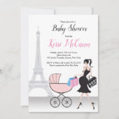 Paris Tour Eiffel Baby shower rose Invitation (Devant)