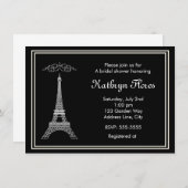Paris Tour Eiffel blanche sur Invitation français  (Devant / Derrière)