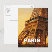 Paris Tour Eiffel Cafés Carte postale (Devant / Derrière)