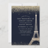 Paris Tour Eiffel Confettis Dorés Invitation de Ma (Devant)