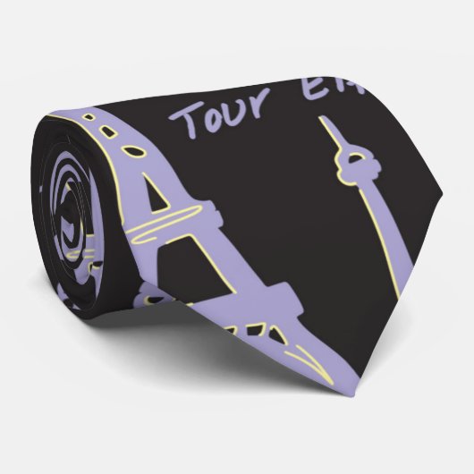 Paris Tour Eiffel Cravate noire et violette (Roulé)