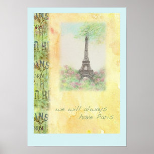 Paris Tour Eiffel illustré POSTER