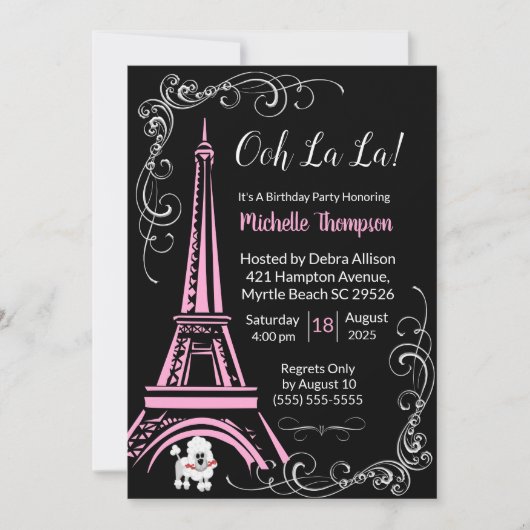 Paris Tour Eiffel Invitations d'anniversaire (Devant)
