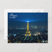 Paris - Tour Eiffel la nuit carte postale (Devant / Derrière)