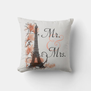 Paris Tour Eiffel M. Mme mariage coussin