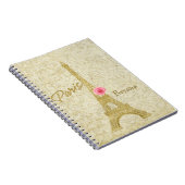 Paris Tour Eiffel Or & Carnet Rose Elégant (Côté Droit)