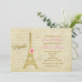 Paris Tour Eiffel Or & Rose Invitations Élégantes (Debout devant)