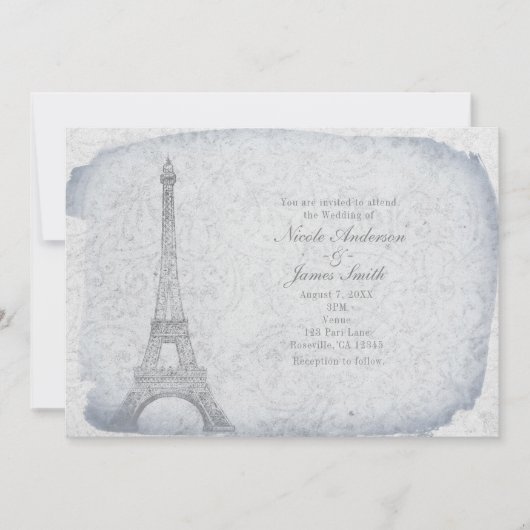 Paris Tour Eiffel Vintage Mariages Invitations (Devant)