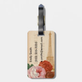 Paris Tower met Rustic Flowers Bagagelabel (Achterkant verticaal)
